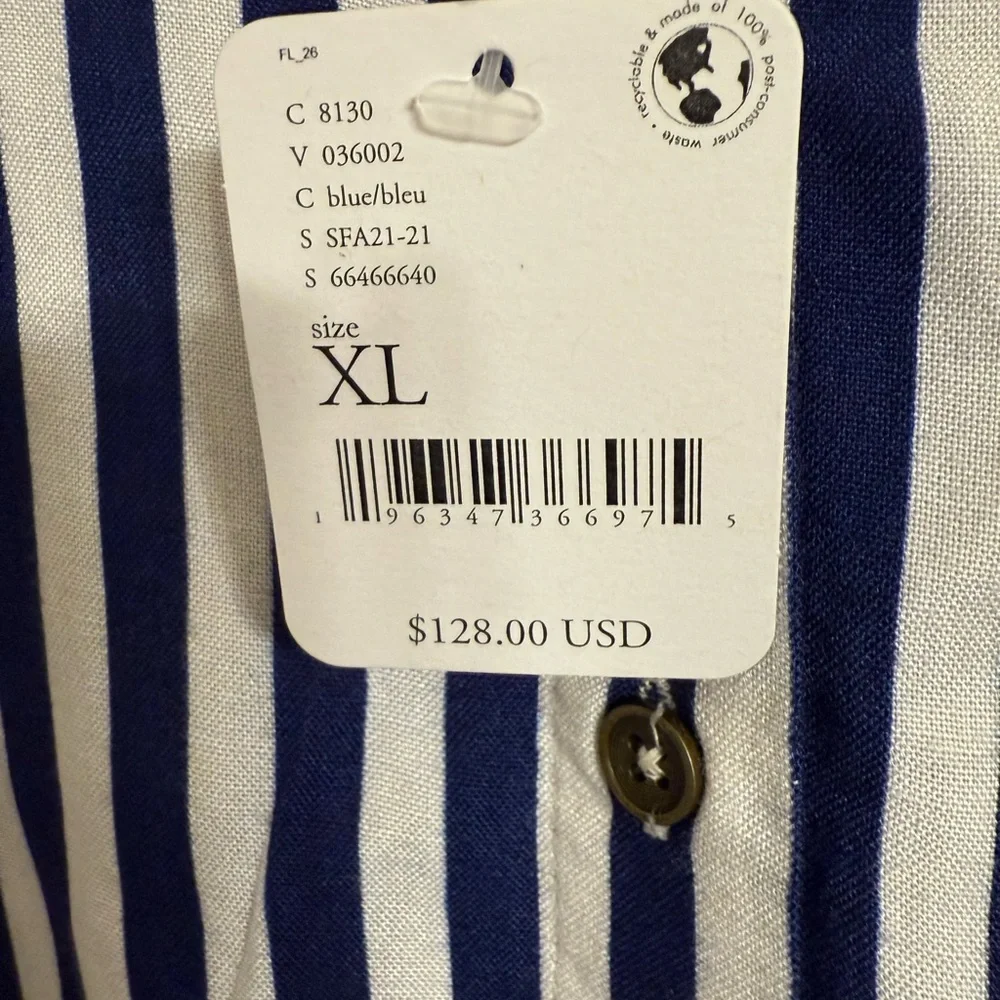 NWT Jen’s Pirate Booty Blue and White Striped dress XL with tie waist $128 - Picture 2 of 3